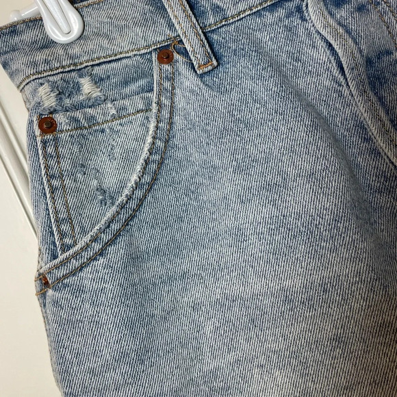 We The Free High Rise Button Fly “BFF” Embroidered Denim Skirt size 25 NWT - Picture 3 of 9